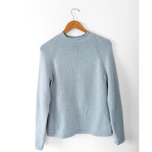 J.Crew Women's 1988 Rollneck Sweater Merino Wool Light Powder Blue Knit Top